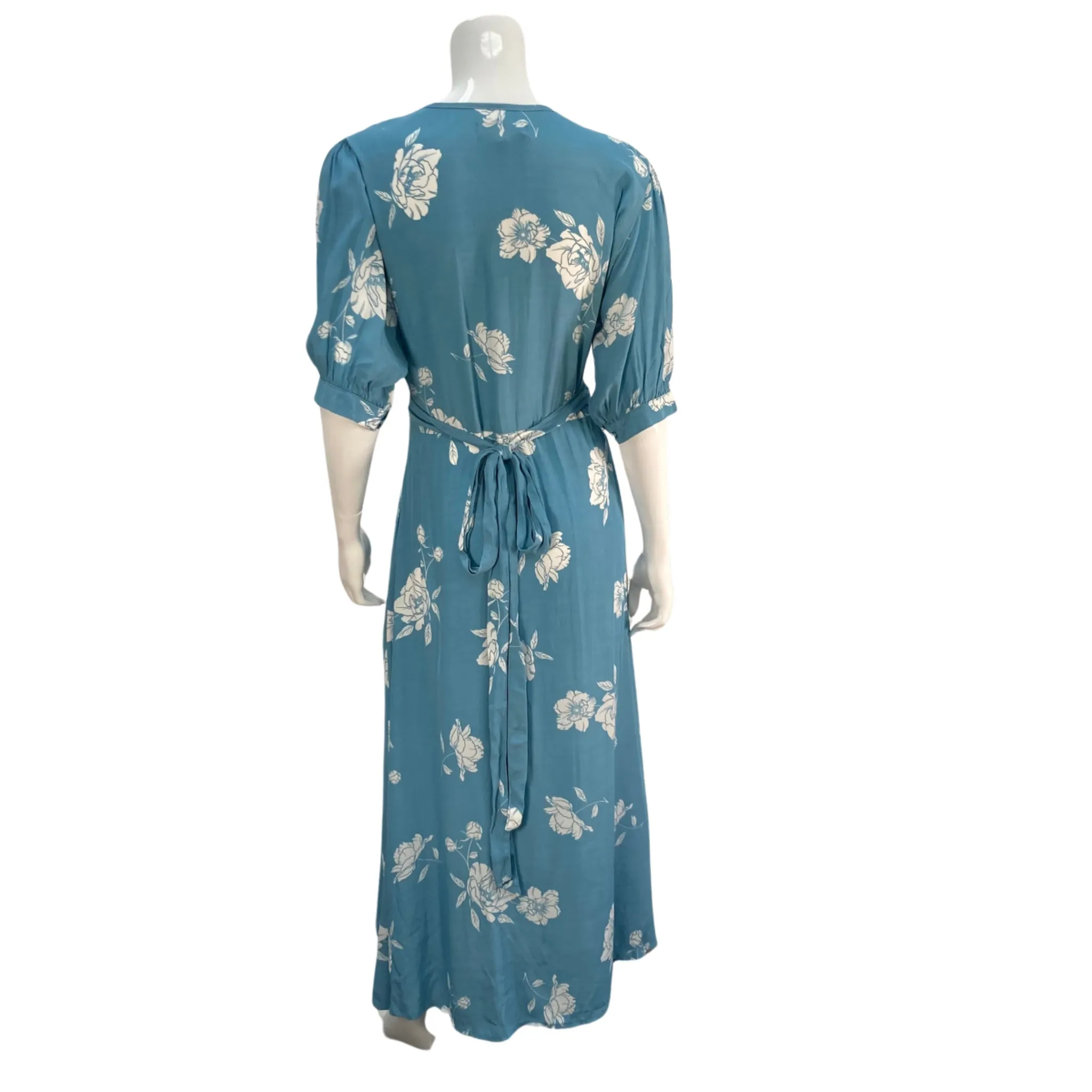 Marina & Company Blue & White Floral Wrap Dress