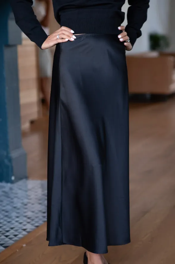 Mayas Place Black Maxi Slip Skirt