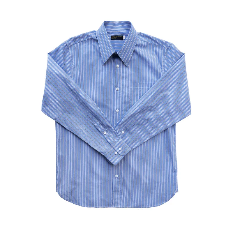 Men's Blue Striped Pointed Collar Shirt