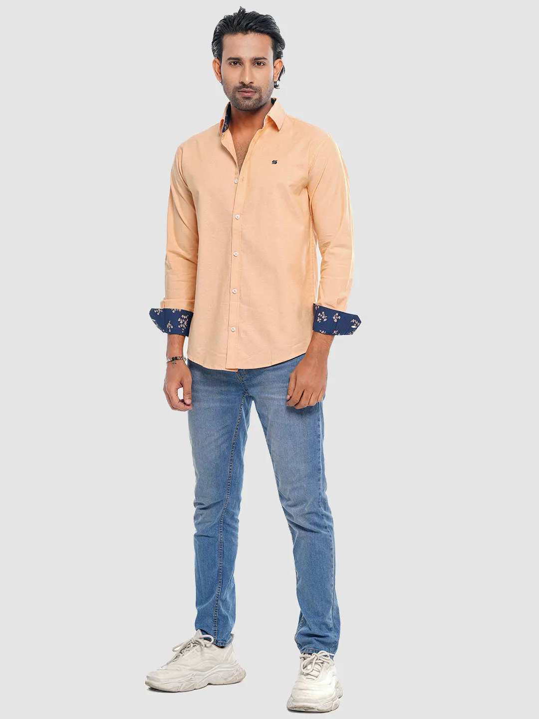 Men's Full Sleeve Shirt in Cantaloup Orange