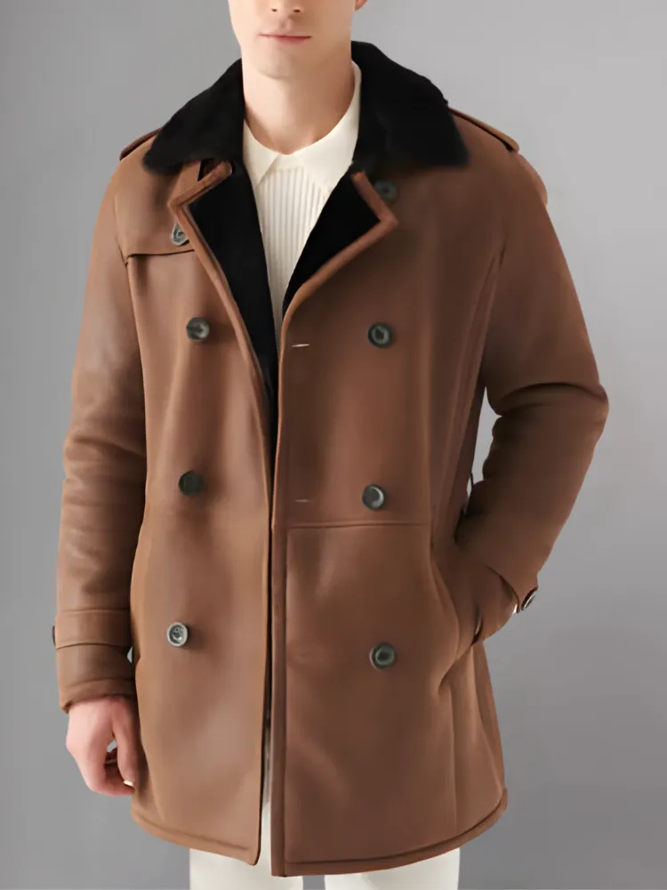 MEN'S JUSTIN REAL LEATHER SHEARLING COAT