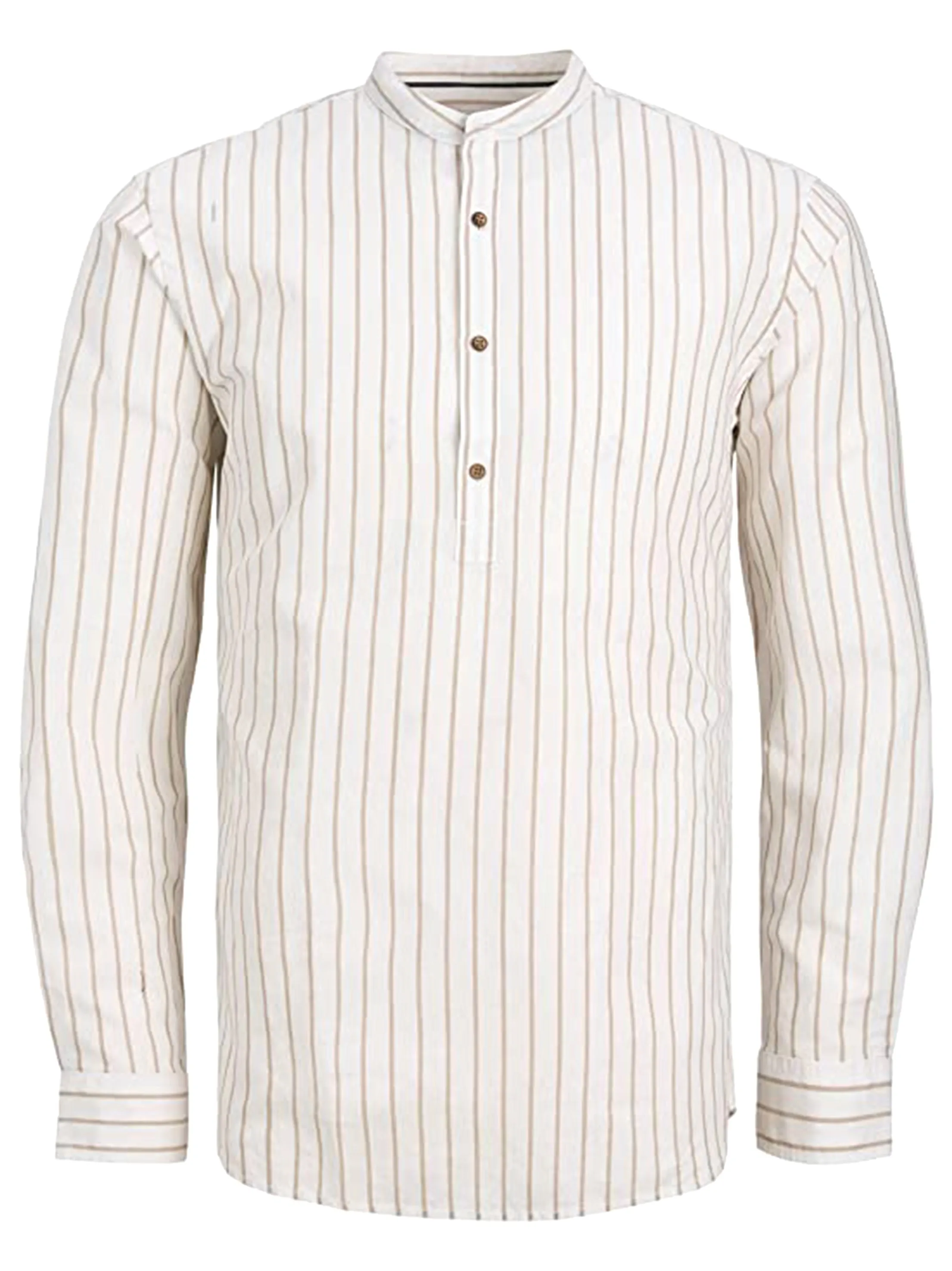 Men's Striped Half Placket Shirt,Off White