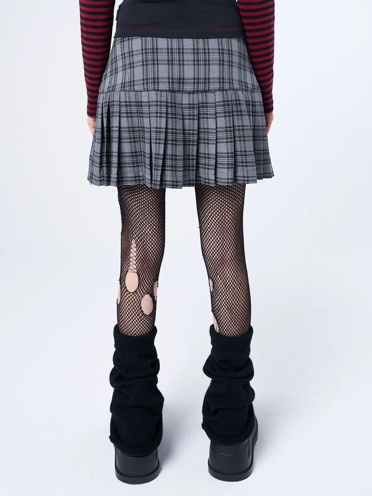 Meryl Grey & Black Tartan Mini Skirt