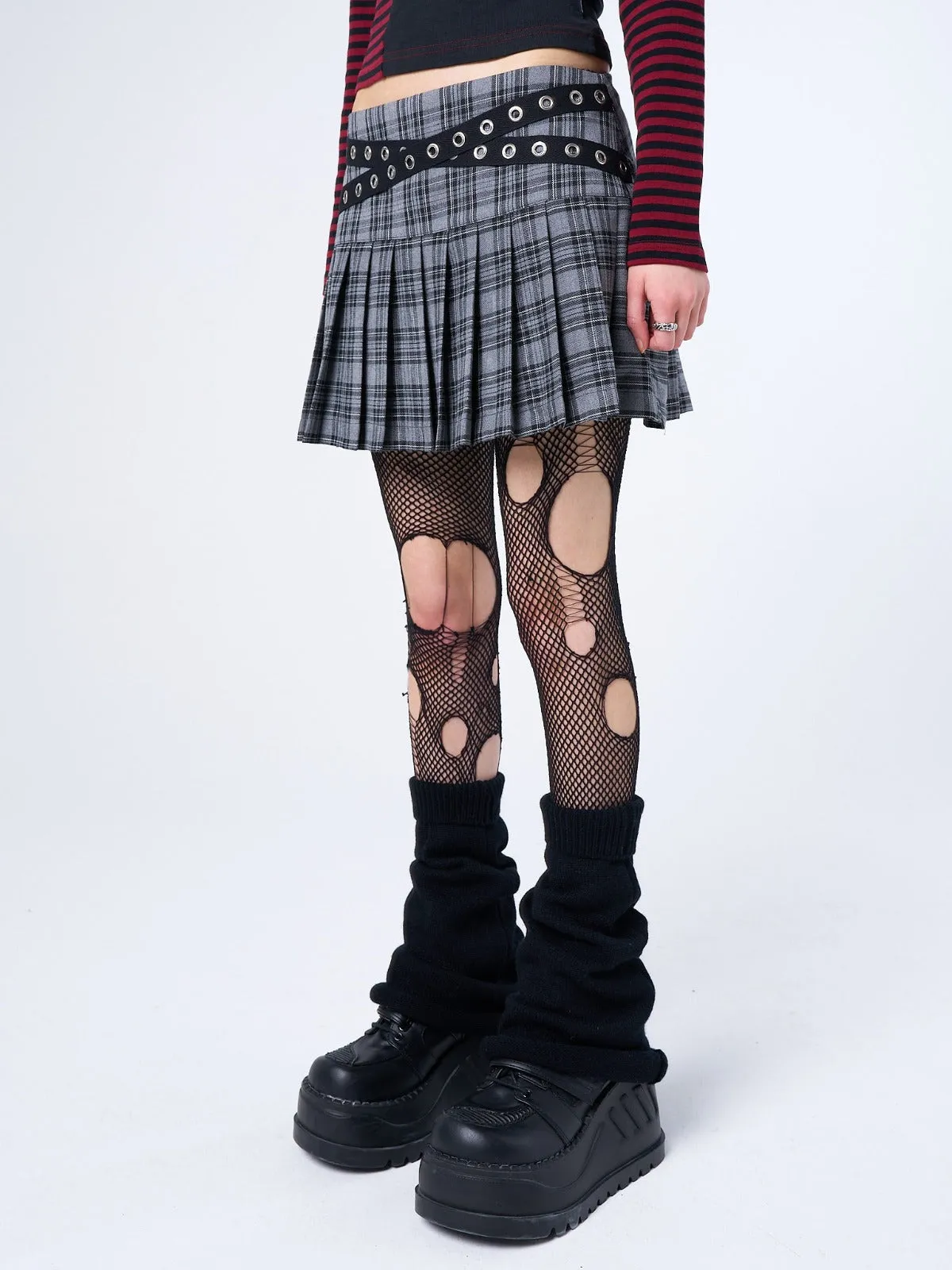 Meryl Grey & Black Tartan Mini Skirt