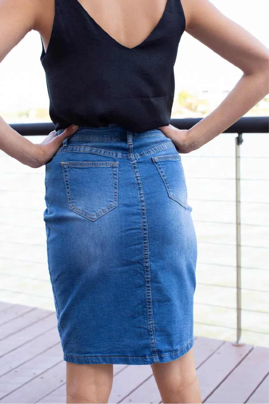 Middi Blue denim skirt