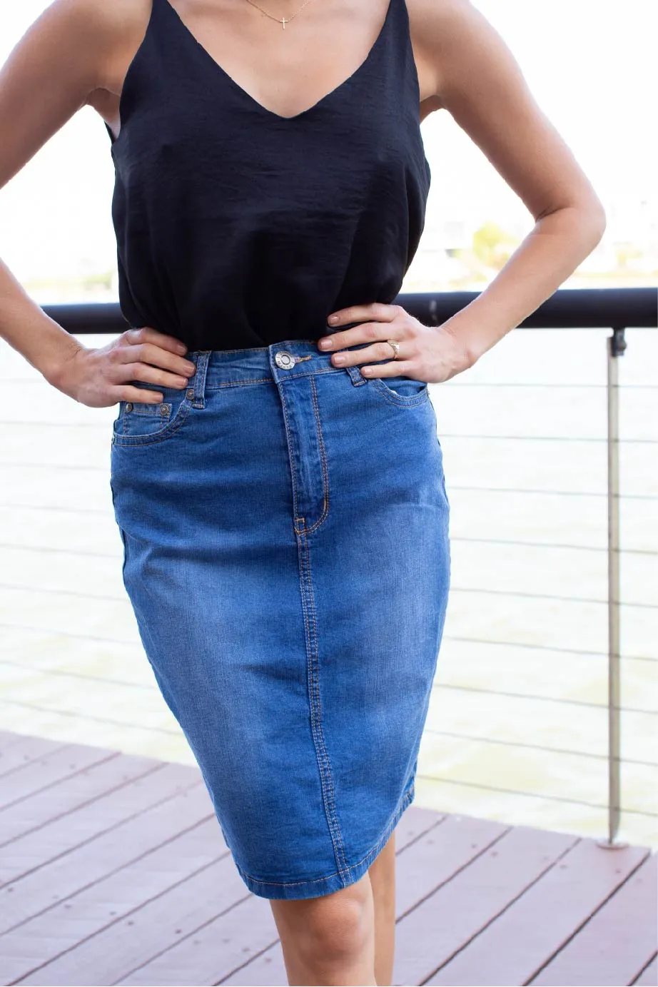 Middi Blue denim skirt