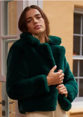 MINKPINK Raquel Fur Jacket - Dark Green