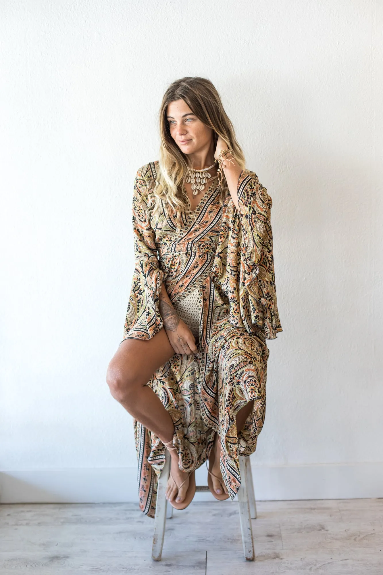 My Trip To Goa Wrap Kimono Dress