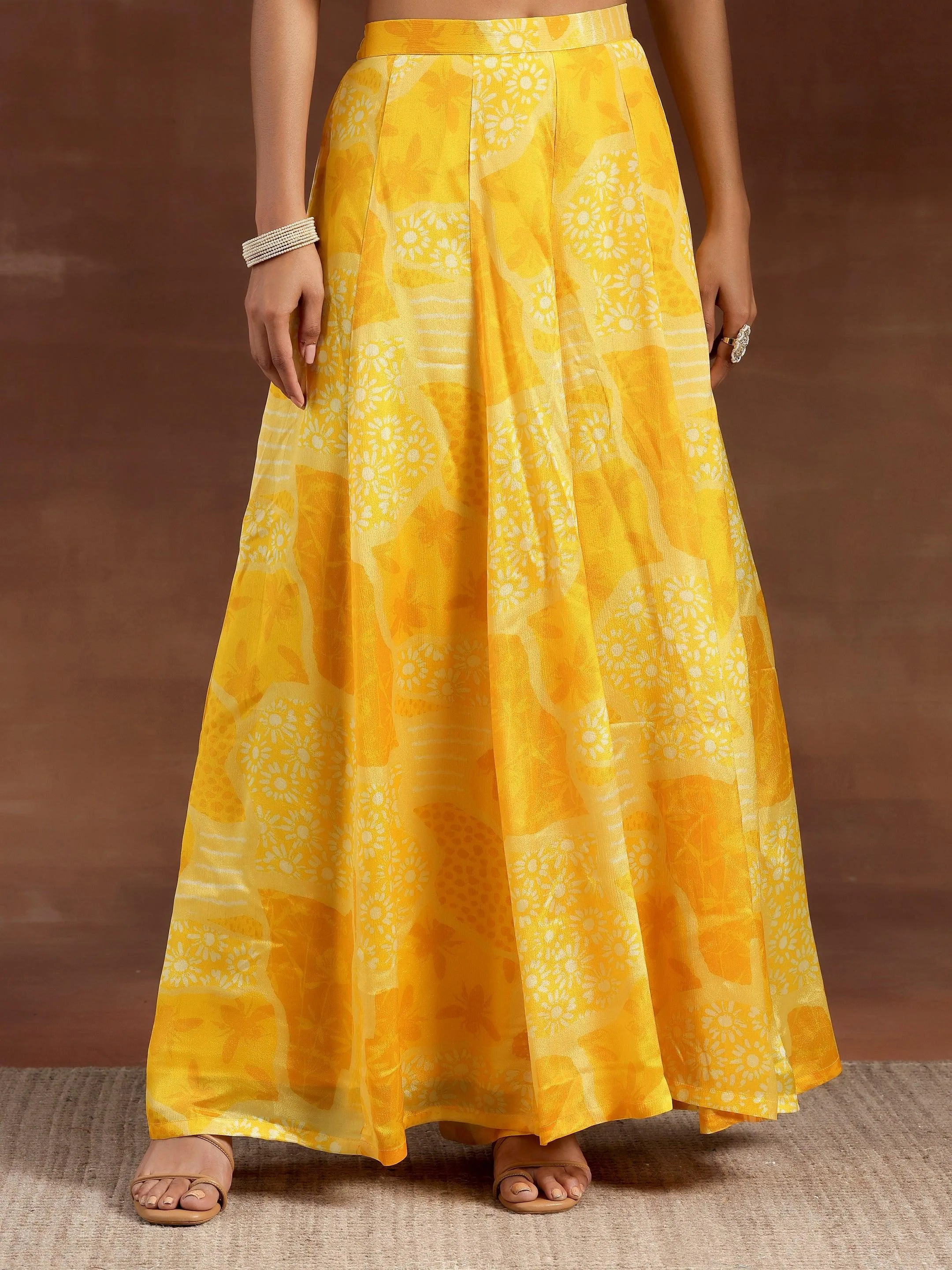 Naaz Yellow Printed Silk Blend Co-Ords