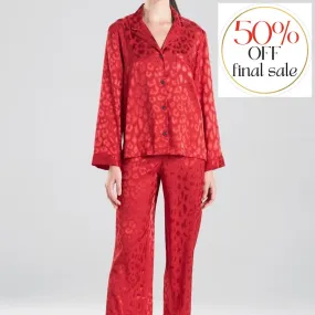 Natori Decadence Notch PJ Set in Brocade Red H76058