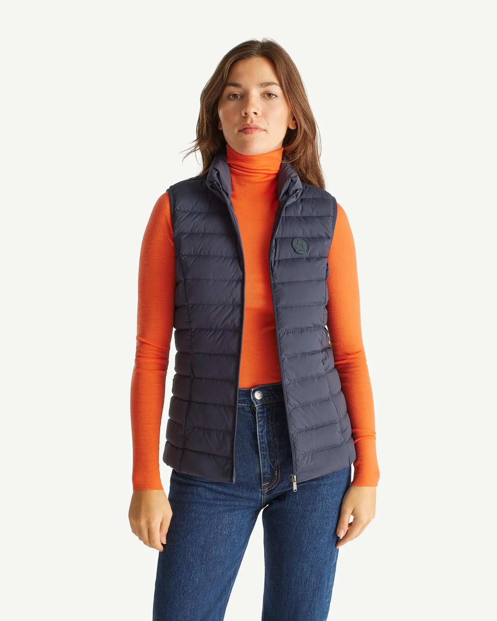 Navy Grenada stretch sleeveless puffer jacket