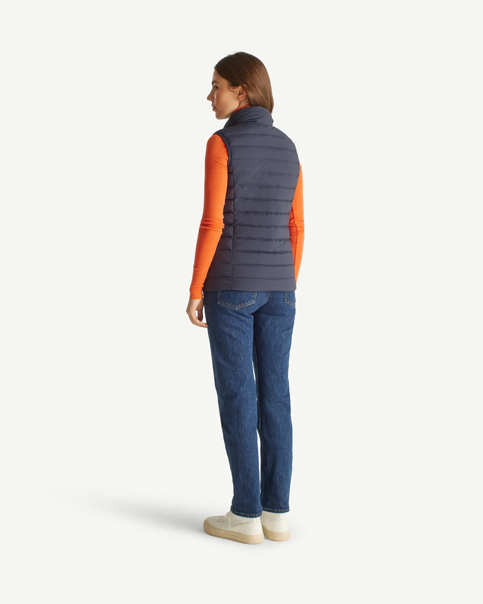 Navy Grenada stretch sleeveless puffer jacket