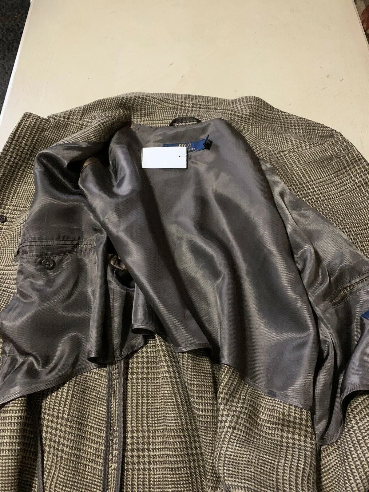 New$1195 Polo Ralph Lauren Men Linen/Silk Coat Trench Coat Brown 44R US