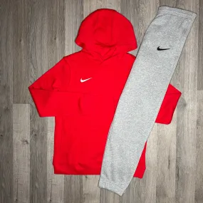 Nike Park Hoodie & Joggers Set - Red / Grey (Junior)