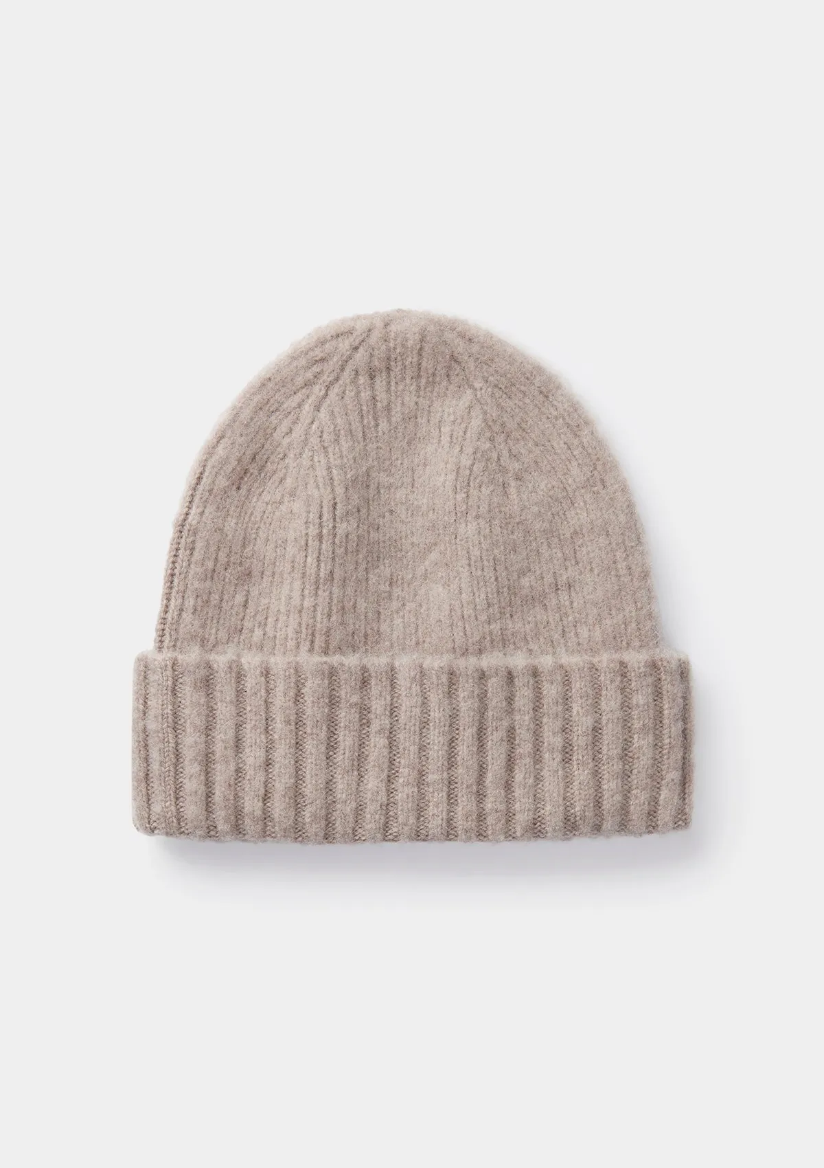 Oat Lambswool Ribbed Beanie