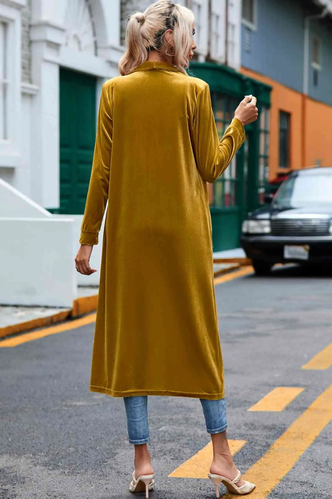 Open Front Long Cardigan with Pockets