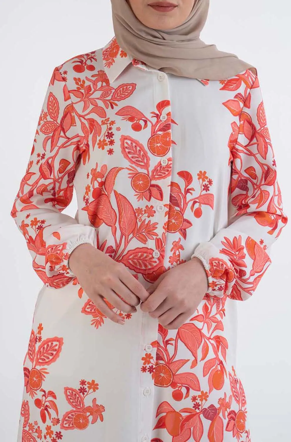 orange Flower Shirt -Hijab Style