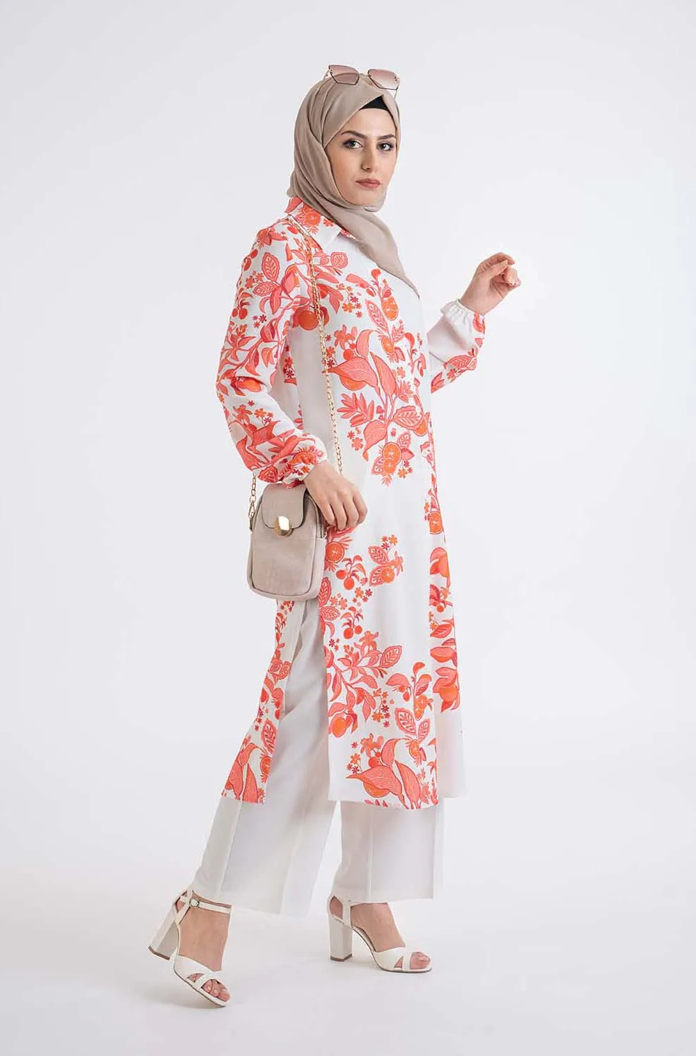 orange Flower Shirt -Hijab Style