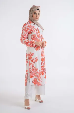 orange Flower Shirt -Hijab Style