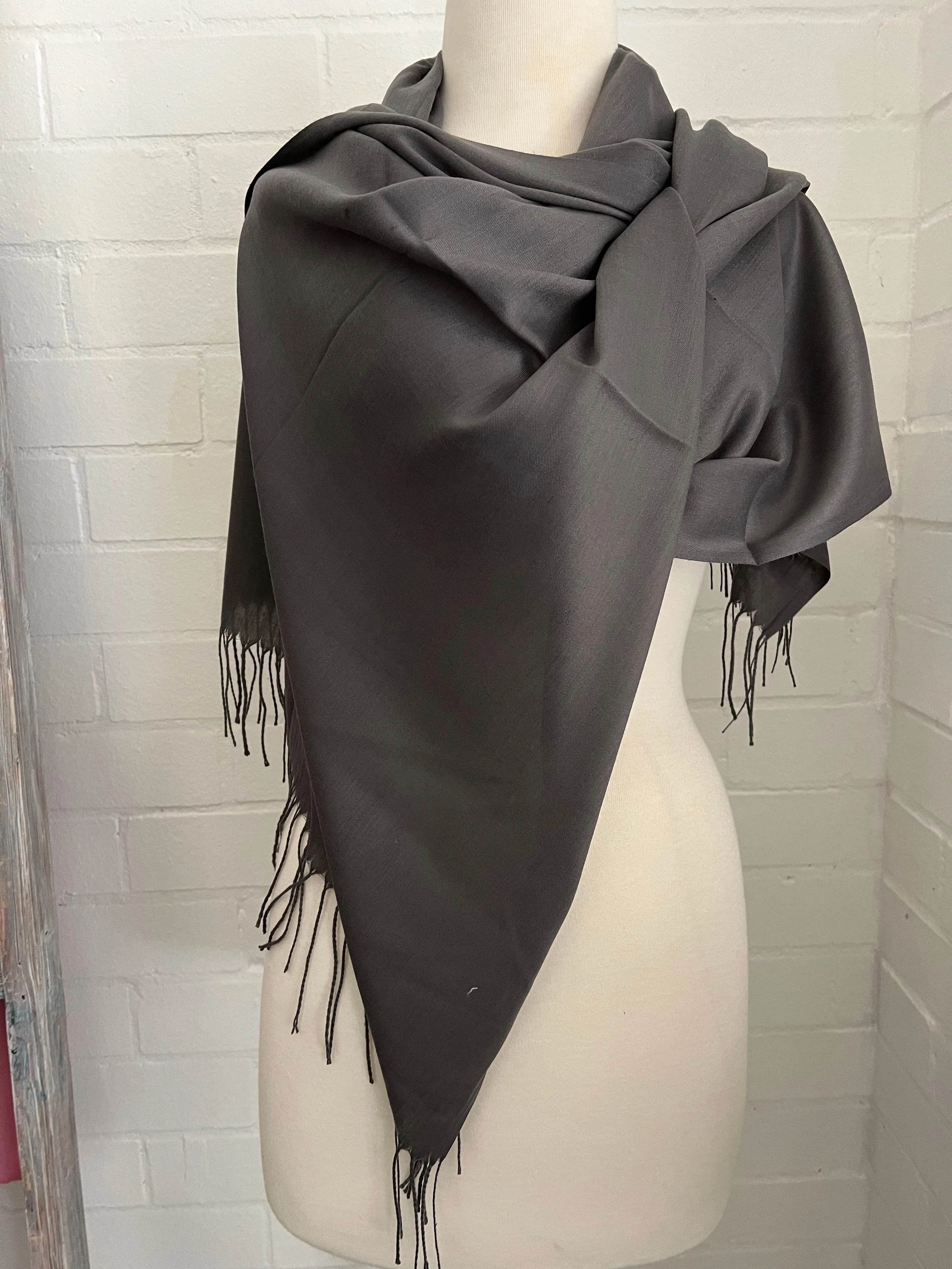 💥Pashmina Shawl - Gun Metal Grey - Lightweight