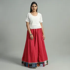 Pink - Jacquard Patchwork 24 Kali Cotton Long Skirt 35