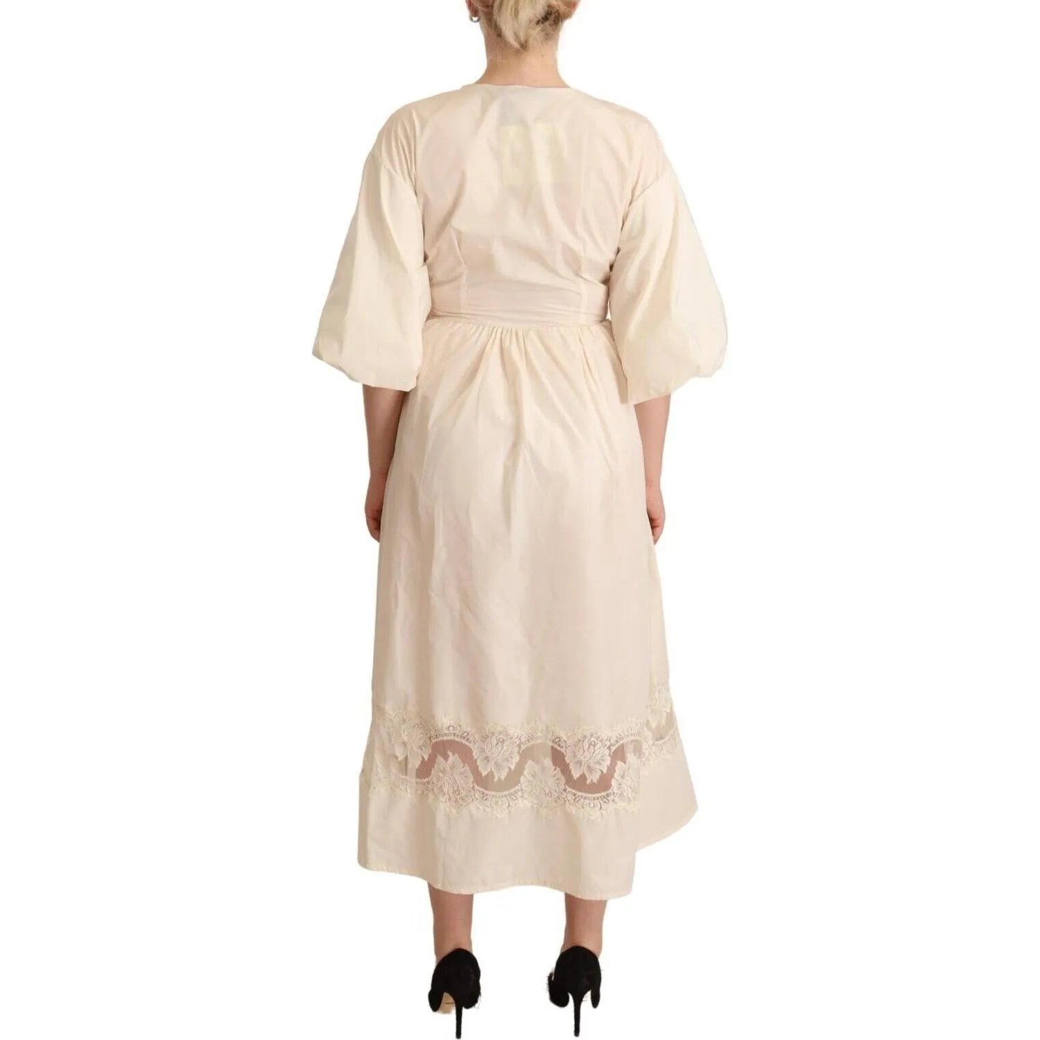 PINK MEMORIES Elegant Off White Maxi Wrap Dress