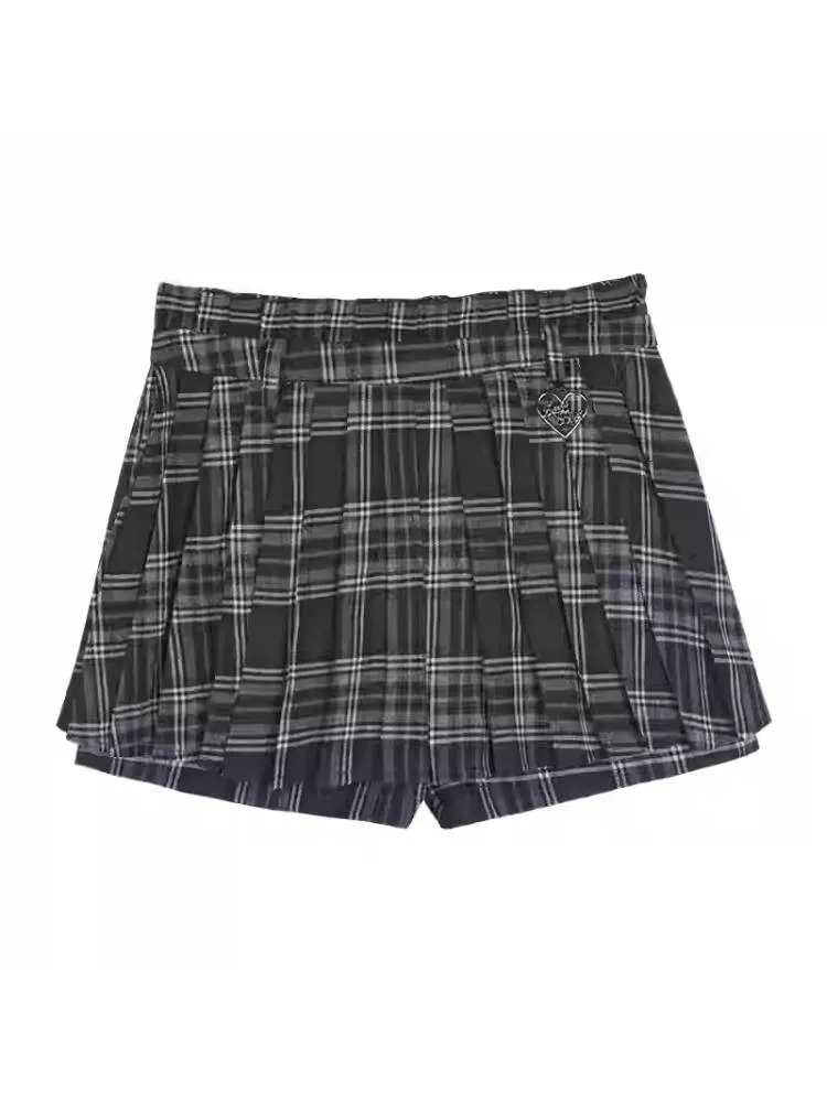 Plaid pleated skirt pants【s0000011092】