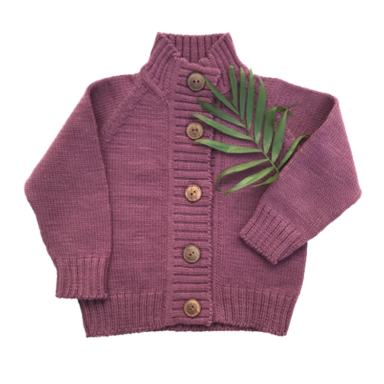 Plum Merino Wool Cardigan