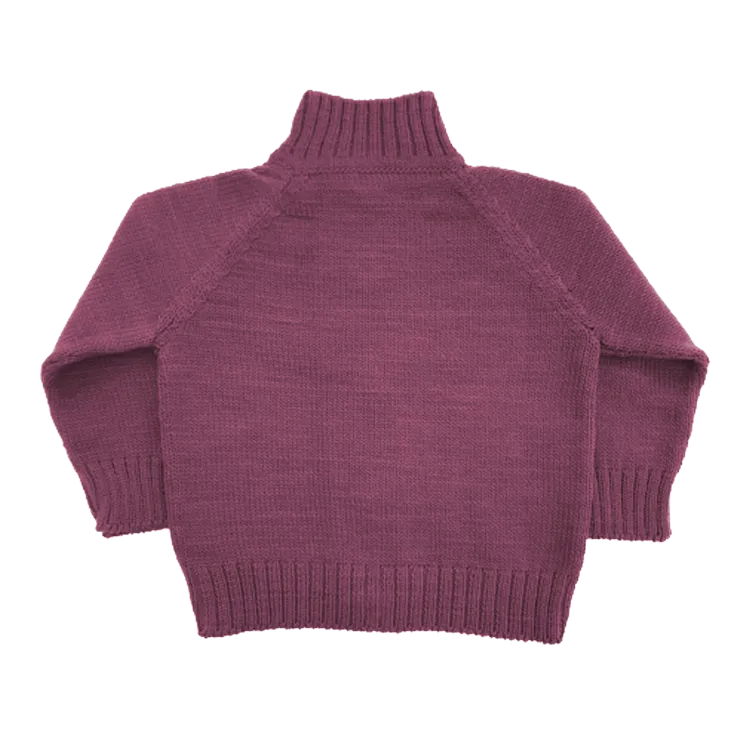 Plum Merino Wool Cardigan