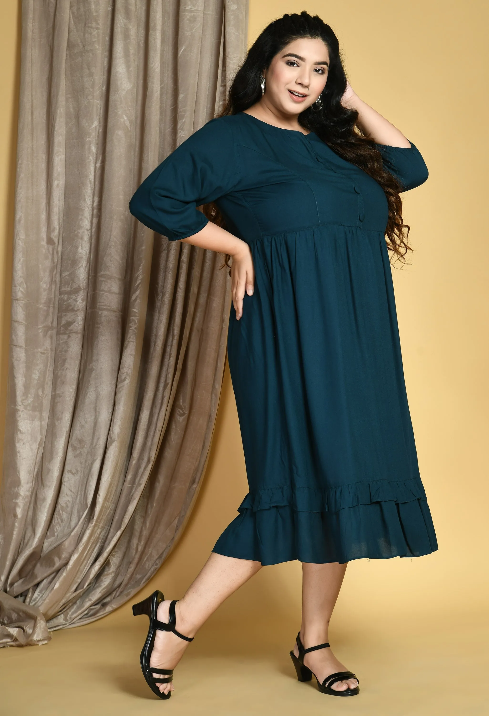 Plus Size Plus Size Teal Midi Dress