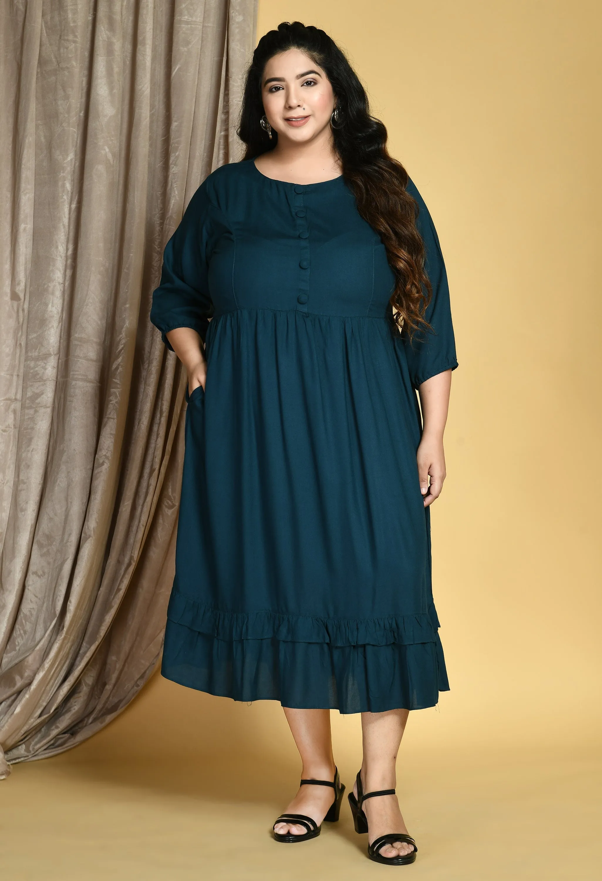 Plus Size Plus Size Teal Midi Dress