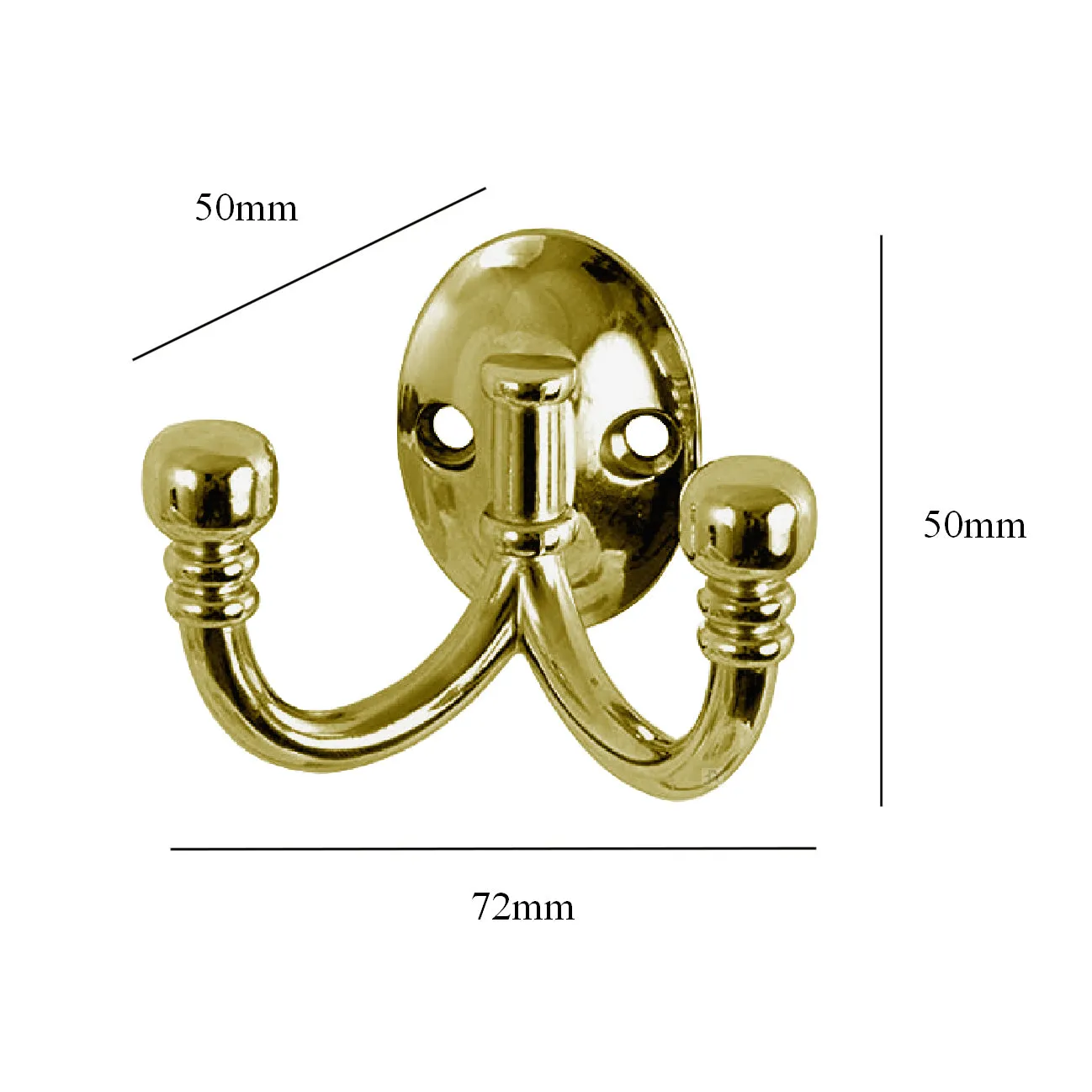 Polished Brass Ball End Double Coat Hooks