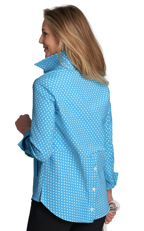 Polka Dot Shirt Tunic with Back Button Detail