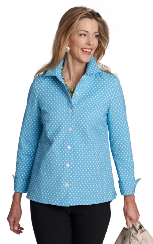 Polka Dot Shirt Tunic with Back Button Detail