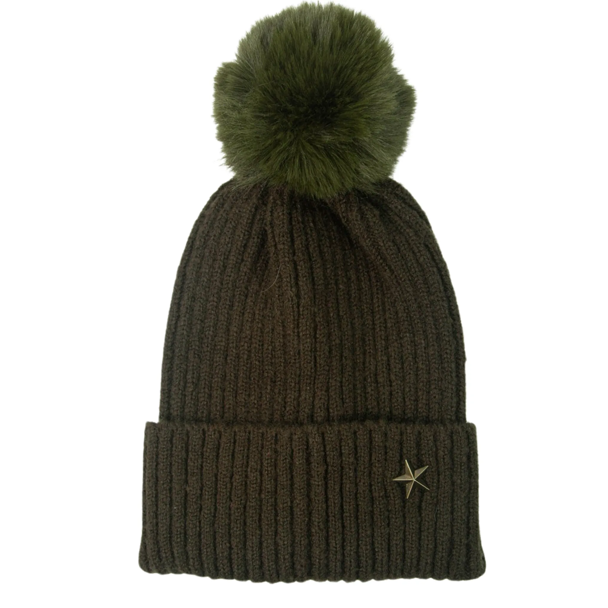 Pom Pom Beanie Hat - Khaki