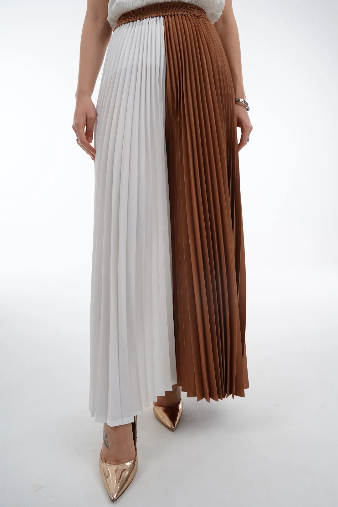 Priya Palazzo Two Tone Color Pleated Pants