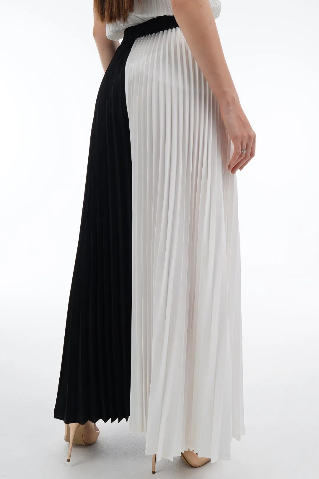 Priya Palazzo Two Tone Color Pleated Pants