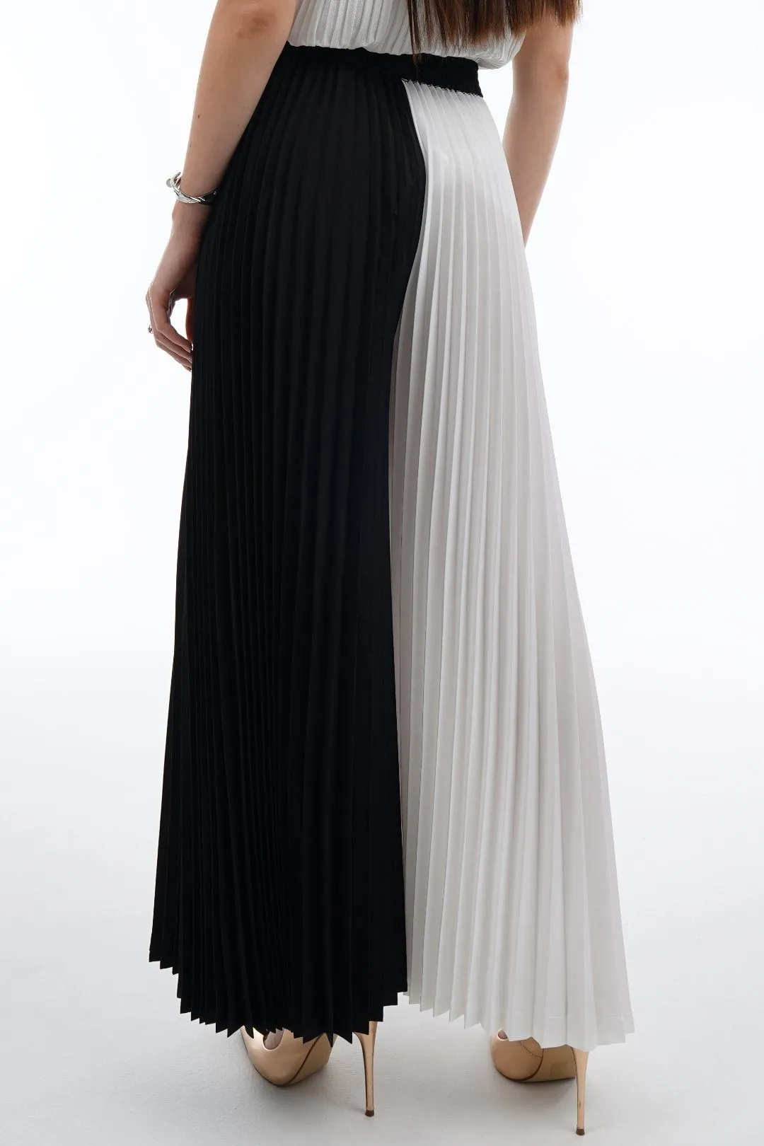 Priya Palazzo Two Tone Color Pleated Pants