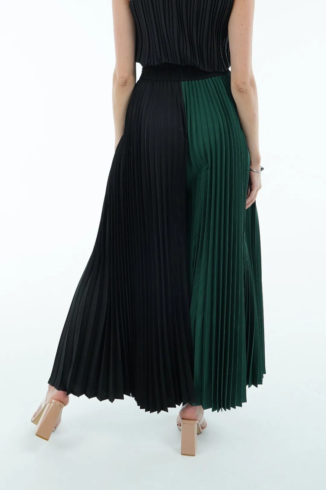 Priya Palazzo Two Tone Color Pleated Pants