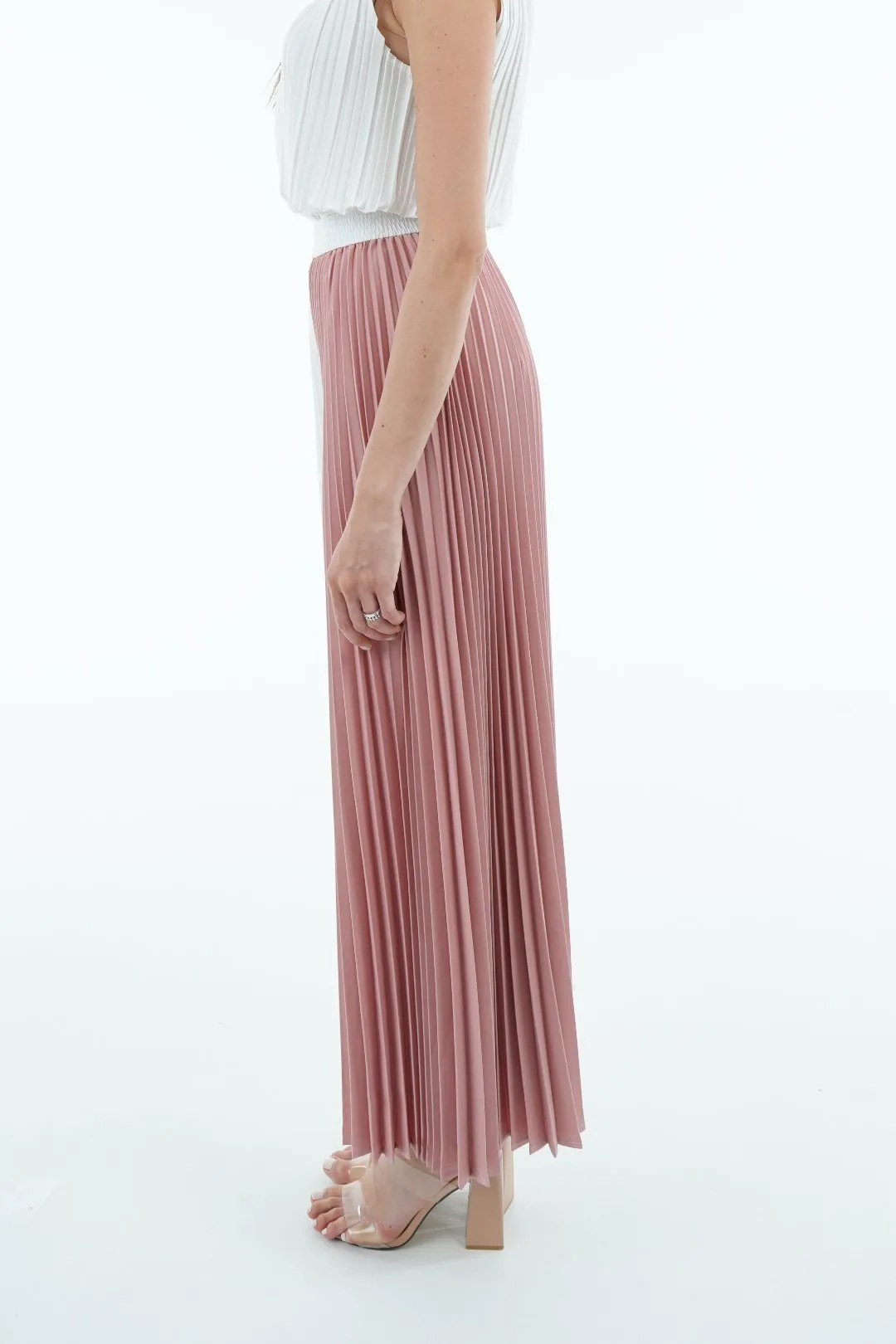 Priya Palazzo Two Tone Color Pleated Pants