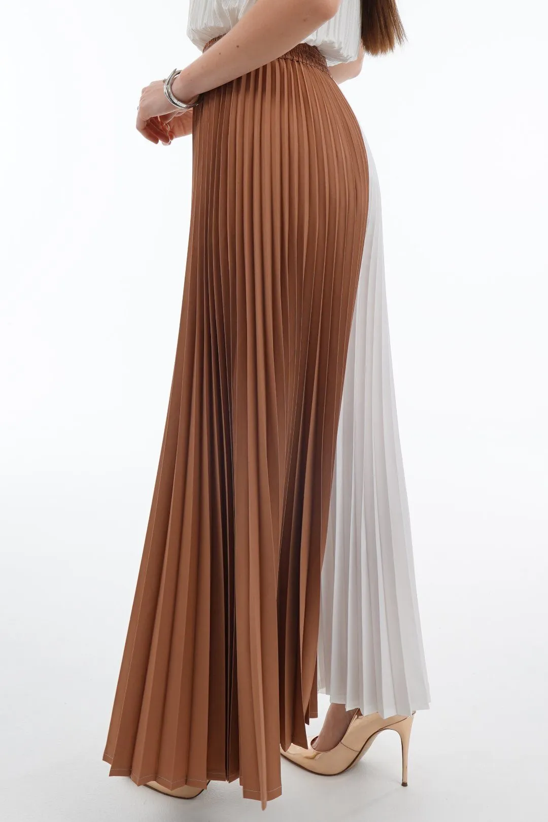 Priya Palazzo Two Tone Color Pleated Pants