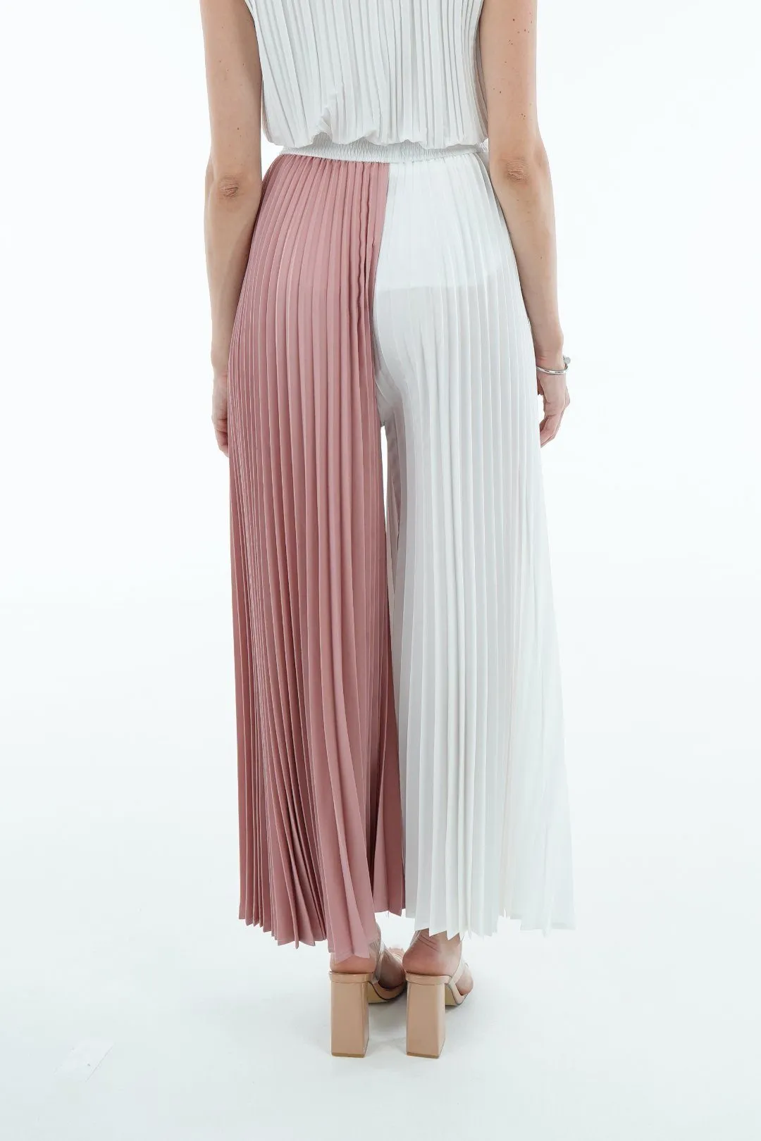 Priya Palazzo Two Tone Color Pleated Pants