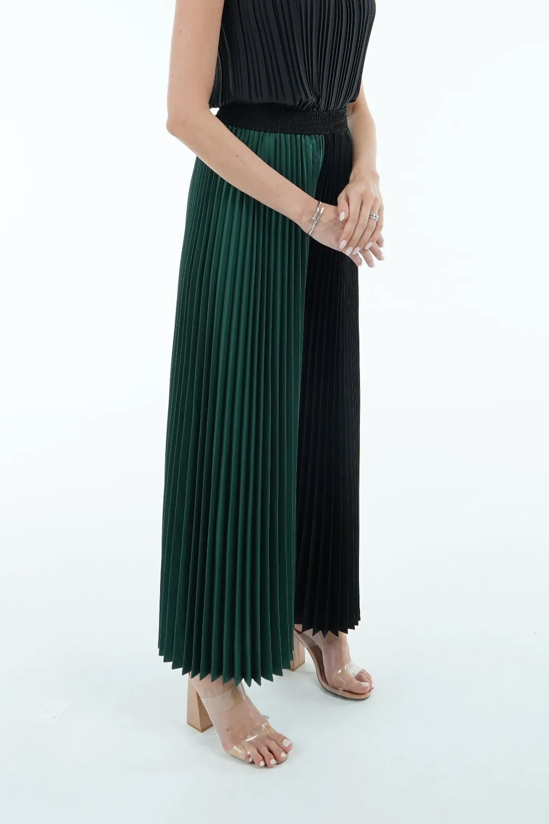 Priya Palazzo Two Tone Color Pleated Pants