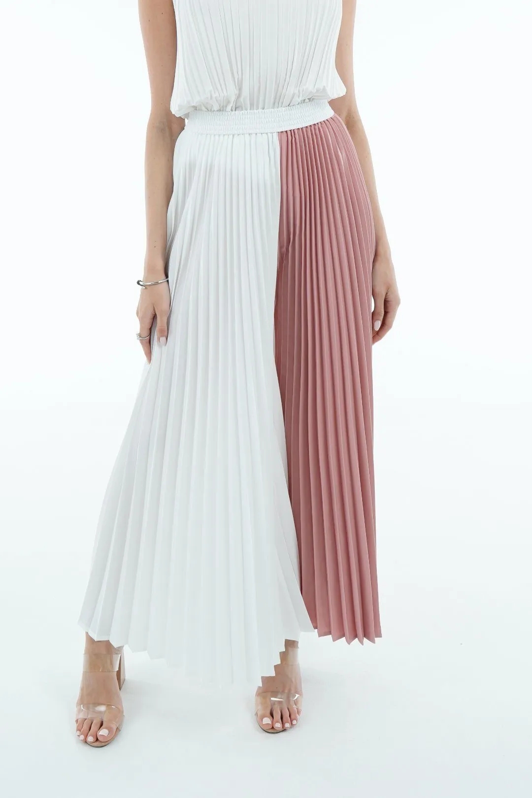 Priya Palazzo Two Tone Color Pleated Pants