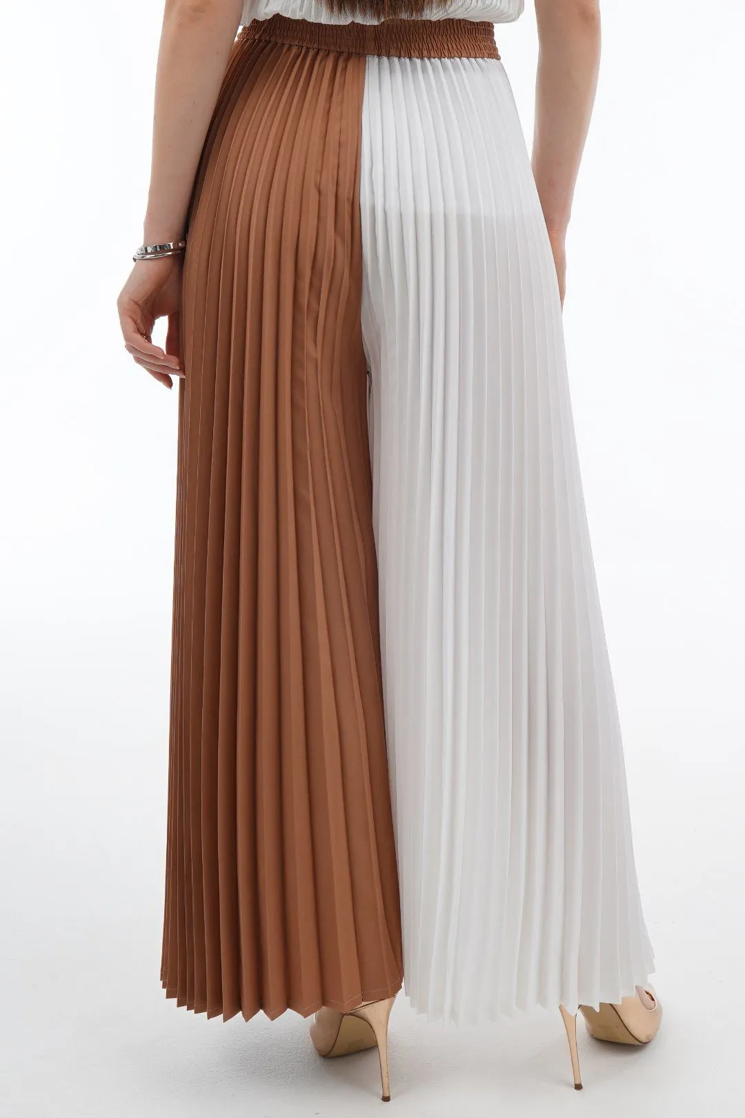 Priya Palazzo Two Tone Color Pleated Pants