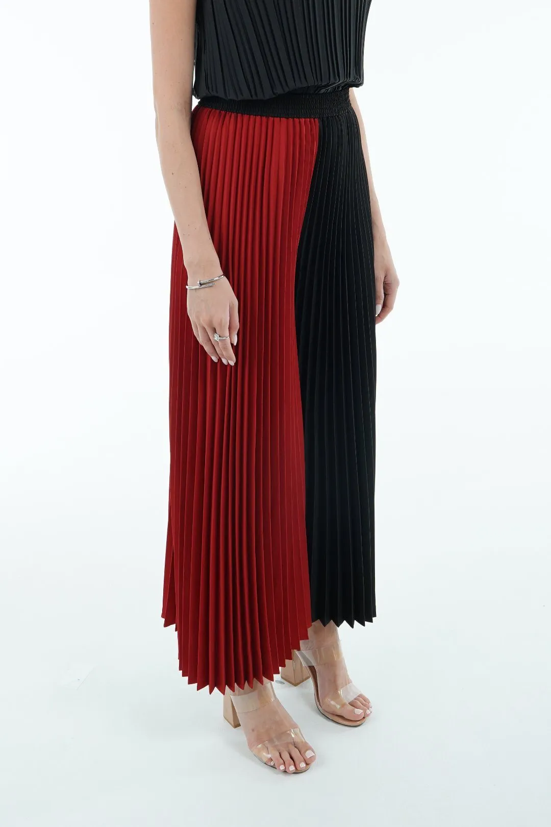 Priya Palazzo Two Tone Color Pleated Pants