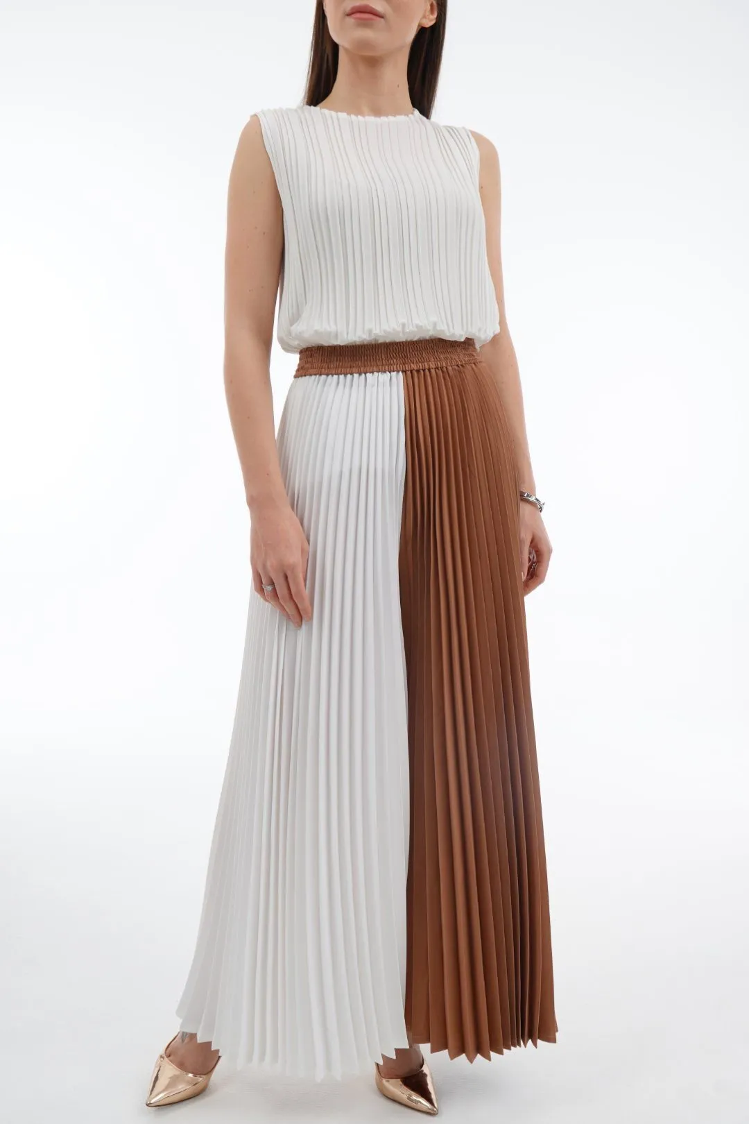 Priya Palazzo Two Tone Color Pleated Pants