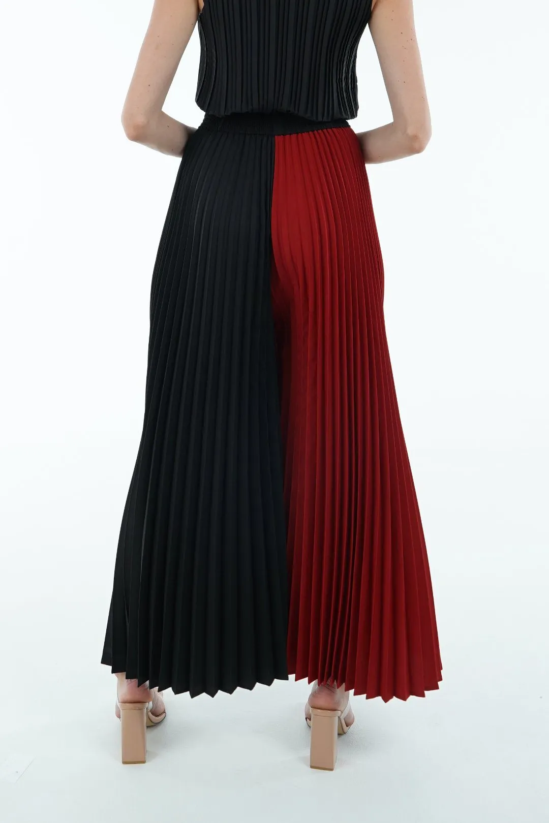 Priya Palazzo Two Tone Color Pleated Pants