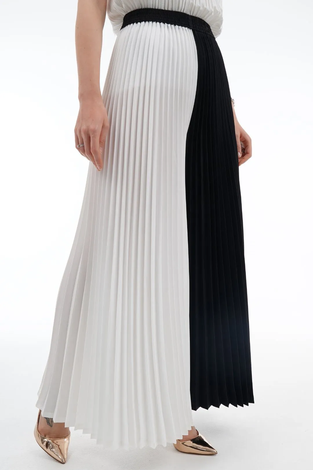 Priya Palazzo Two Tone Color Pleated Pants