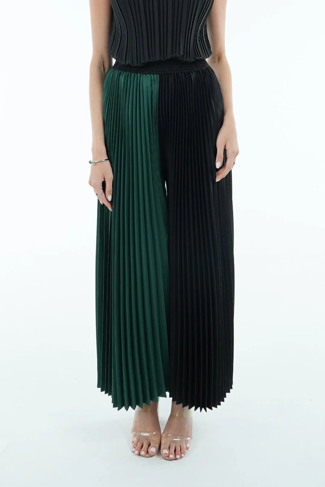 Priya Palazzo Two Tone Color Pleated Pants